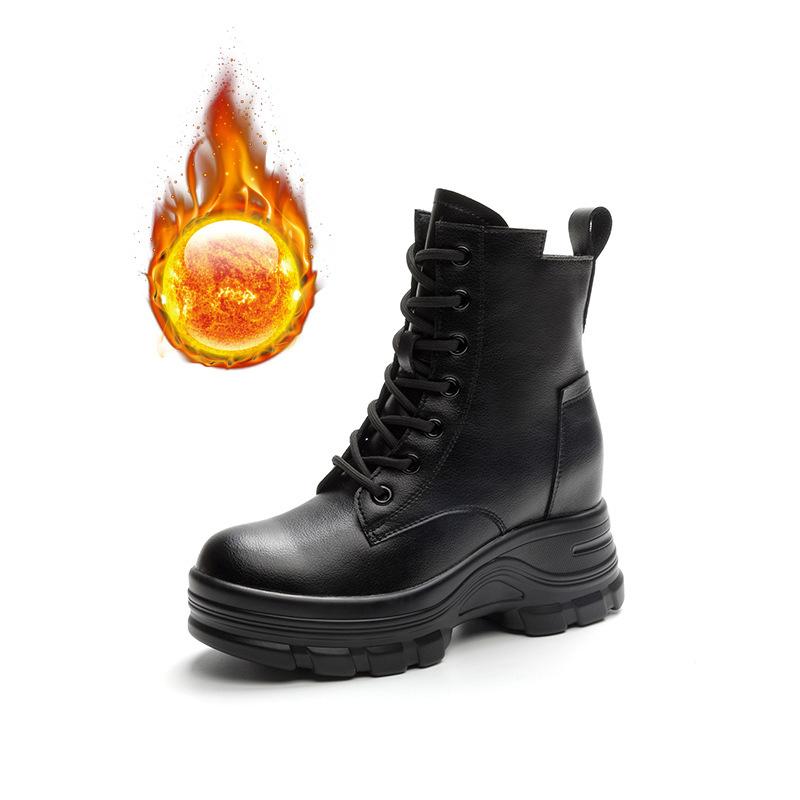 Короткие ботинки детские новые осенние новые универсальные женские туфли с внутренней высотой на толстой подошве ботинки Мартин тонкие ботинки