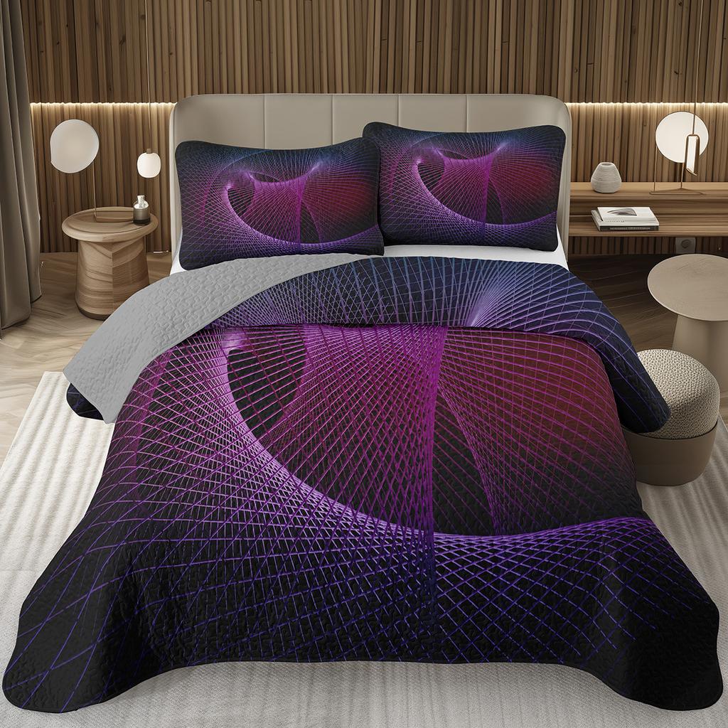 Rainbow Line Twin Queen Bedspread Colorful Abstract Geometric Quilted Bedding Set Bohemian Geometric Reversible Printed Coverlet