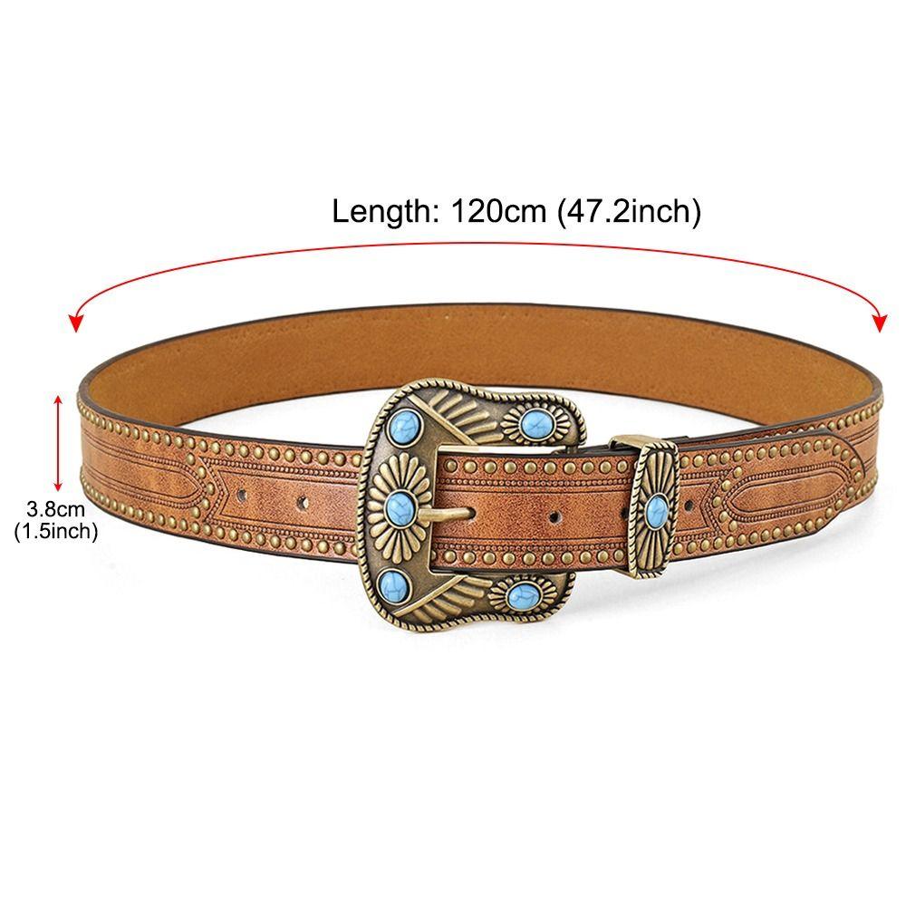 PU Leather Floral Engraved Leather Belt Cowgirl Cowboy Country Belts  for Jeans Pant