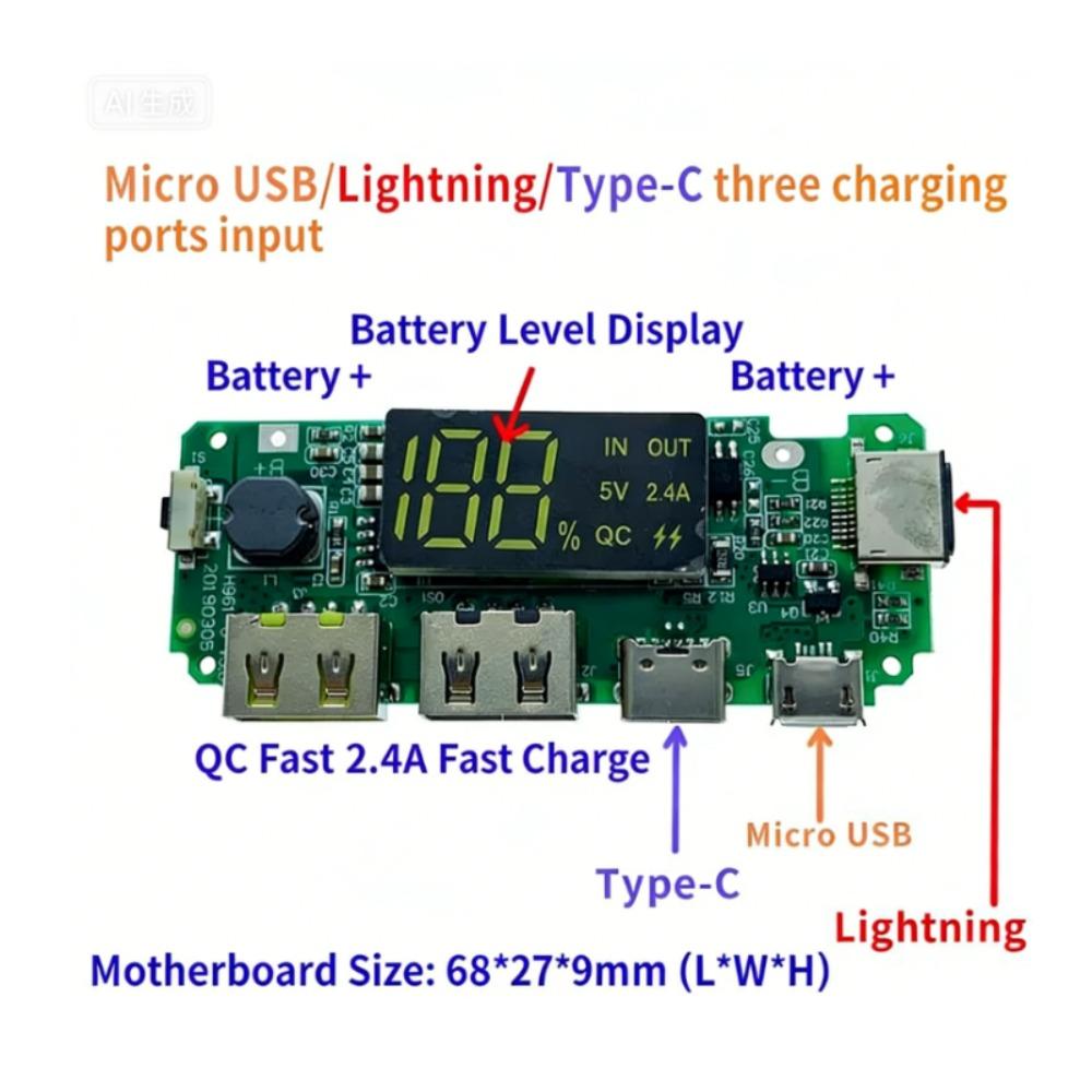 Светодиодный двойной USB 5 В 2,4 А Micro/Type-C USB мобильный блок питания 18650 модуль зарядки литиевая батарея плата зарядного устройства защита цепи