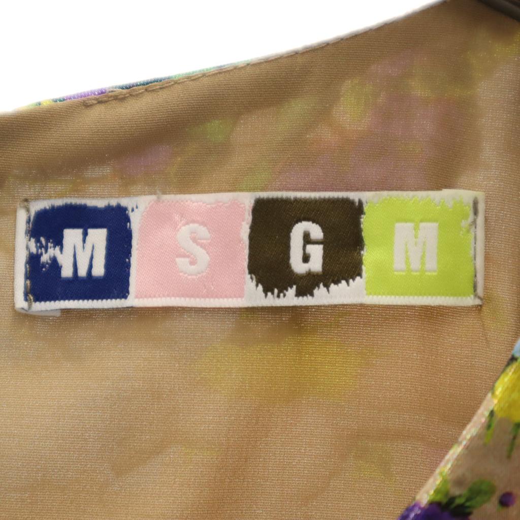MSGM Сделано в Италии Цветочный Без рукавов Мини-платье 42 Бежево-коричневый Женский Б/У