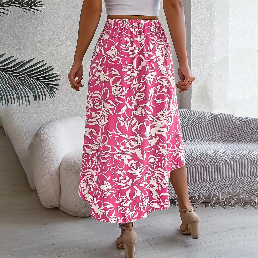 Женская юбка средней длины на весну и лето, с высокой талией, трапециевидной формы, прямой цвет с принтом