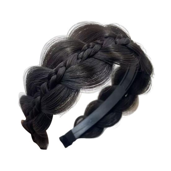 Braided Headband with Teeth Synthetic Heat-Resistant Fibers Realistic Human Hair Headband Secure Hair Fix Hair Hoop