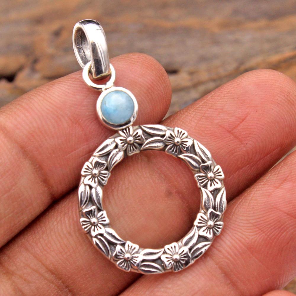 Подвеска ручной работы с синим топазом, перидотом, аметистом, ларимаром, цитрином, 100% стерлингового серебра 925 пробы, ювелирные украшения