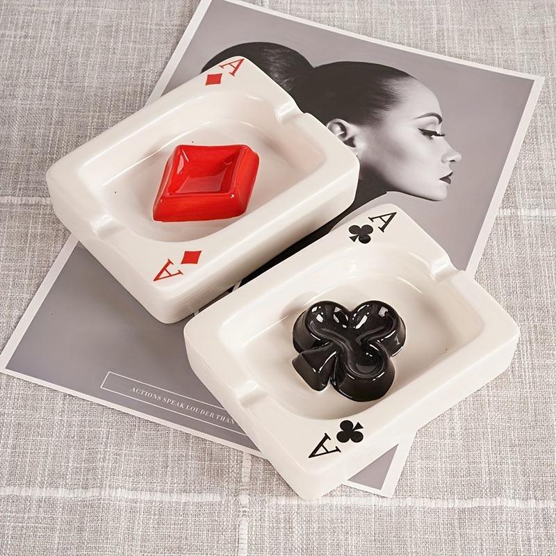 Creative Poker Ceramic Ashtray Simple and Fashionable Ashtray Portable Home Office Desk Ashtray Office Desk Gift Ashtray