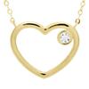 Necklace - Heart Pendant Adorned with Zirconium Oxide - Yellow Gold