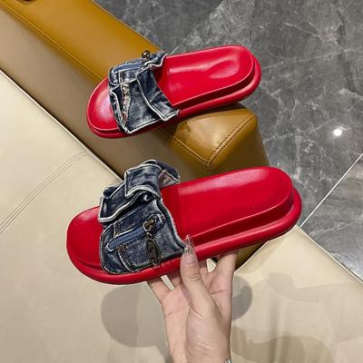 Нескользящие сандалии на платформе, модные ретро-тапочки в ковбойском стиле, мягкая подошва, удобная пляжная обувь, универсальные сандалии De Mujer Verano 2024