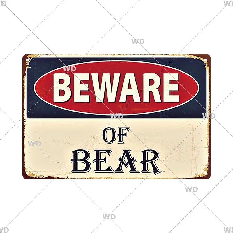 Beware Animals Dog Cat Bull Kraken Chickens Bigfoot Area Retro Tin Sign Caution Decorative Vintage Plaque Metal Poster Decor