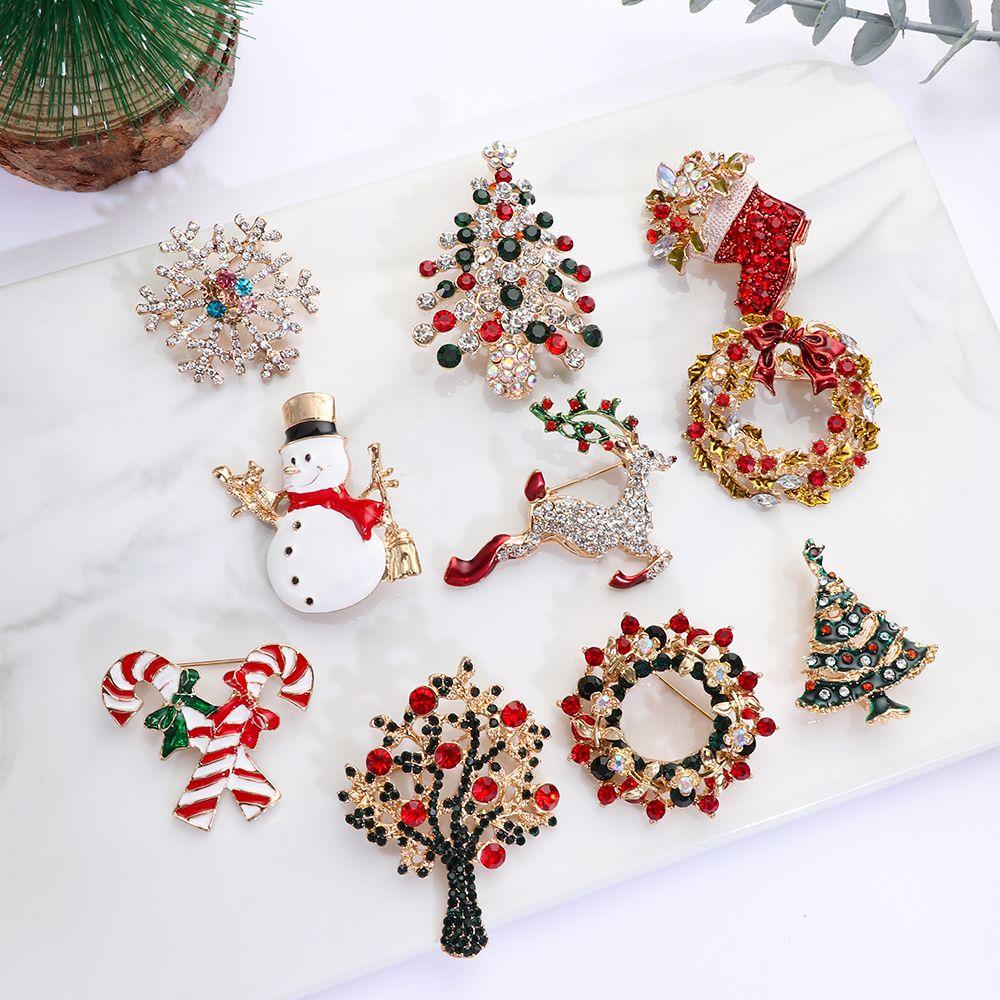 Стразы Модные украшения Рождественский подарок Рождественская брошь Значки Броши Значки Елка