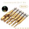 6PCS M3-M10 High Speed Steel Quick Change Hex Screw Tap Drill Bits Hss Taps Countersink Deburr Set Metric Combination Bit