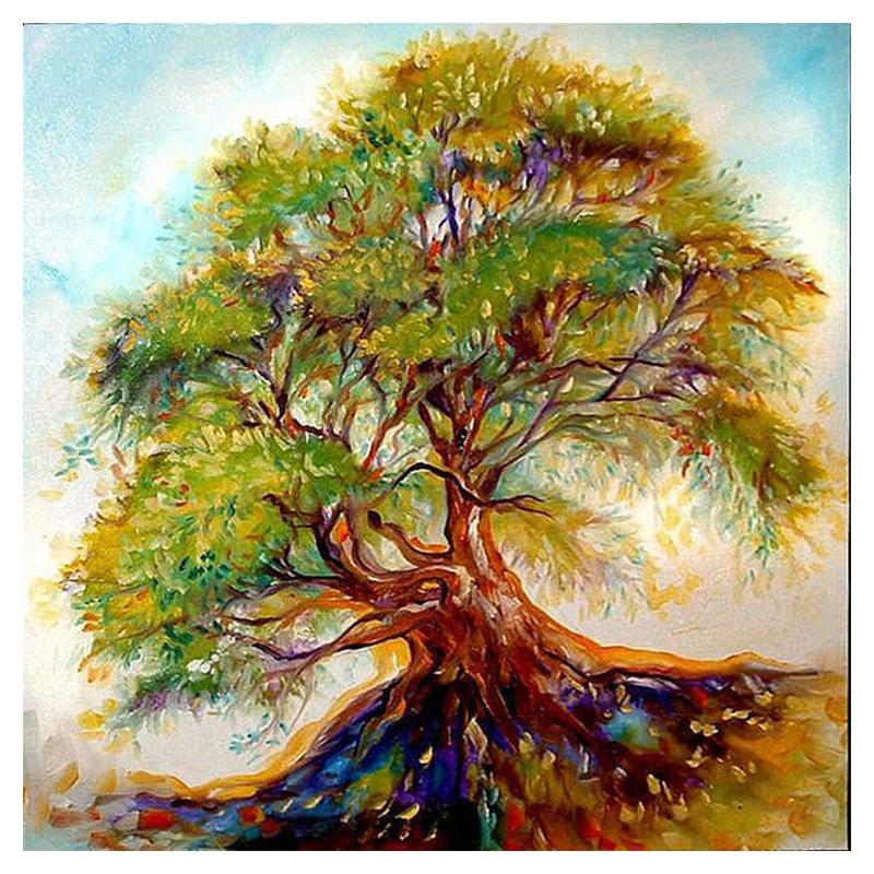 Полный круглый дрель Алмазная вышивка Распродажа Дерево Мозаика Художественная картина 5D DIY Алмазная картина Пейзаж Комплект Украшение дома Подарок