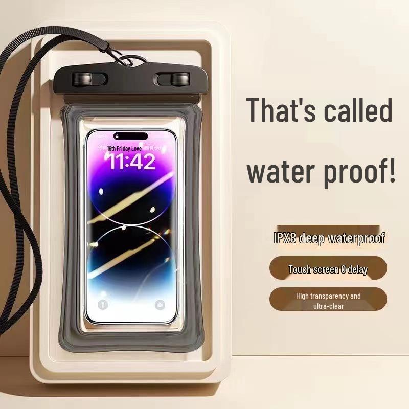 Triple-Fold Waterproof Phone Pouch with Touch Screen & Photo Capability for Swimming, Rafting, Diving – Universal Fit.