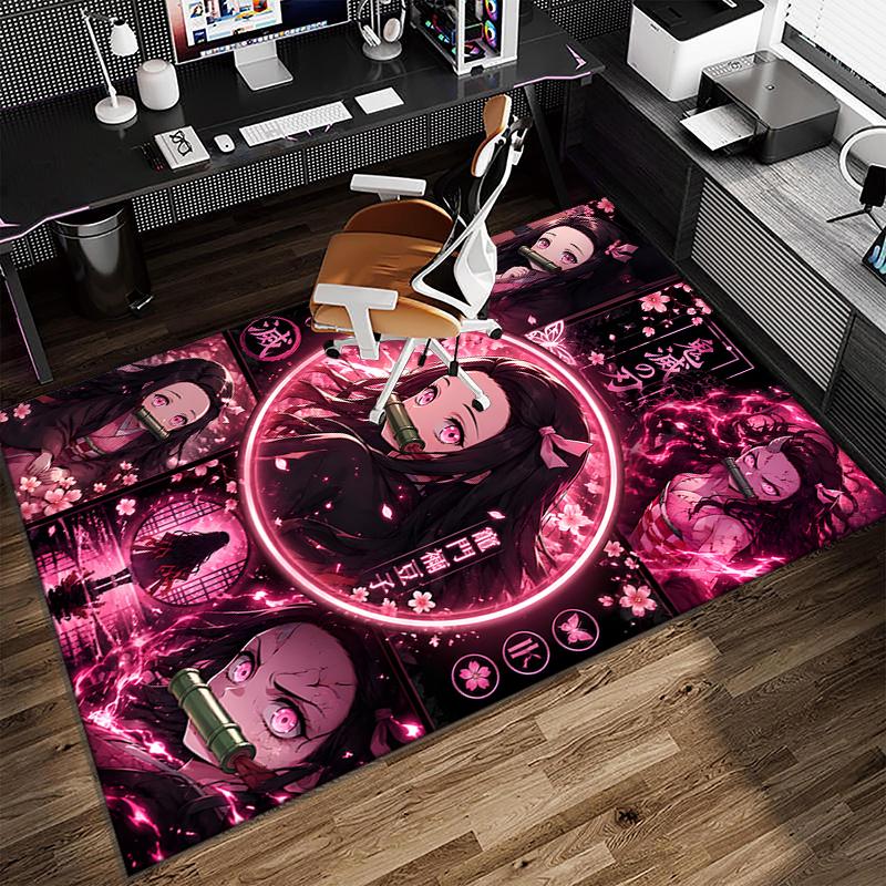 1PC Ghost Slayer's Night Rug Game Carpet, Floor Mat for Bedroom Living Room Entryway Rug, Home Decor Idea Gift for Christmas birthday