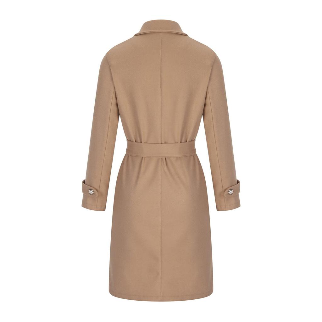 Пальто для женщин, двубортный тонкий длинный плащ с поясом, теплое зимнее пальто, шерстяная верхняя одежда