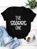 Женская футболка с принтом в виде буквы THE SWEET ONE и коротким рукавом с круглым вырезом, свободная женская футболка, женские футболки, топы, женские рубашки