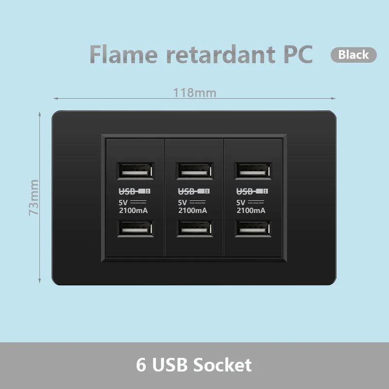 118 Тип Бразилия Корея Универсальная настенная розетка USB, белая панель ПК порт для зарядки, США Италия Чили Двойная розетка USB 2.1A 5V