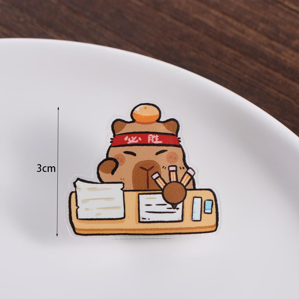 Симпатичная брошь-капибара для изучения, нагрудный значок-капибара, мультяшная акриловая булавка-капибара, украшение на рюкзак