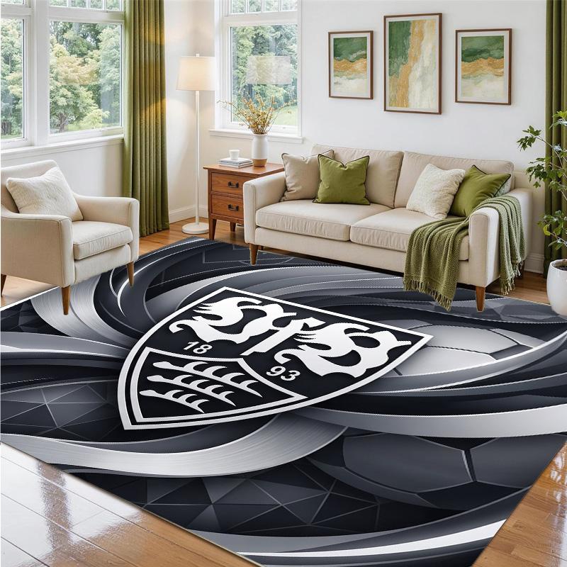 VfB Stuttgart Football Design Crystal Velvet Rug Soft Decorative Mat for Bedroom Entrance