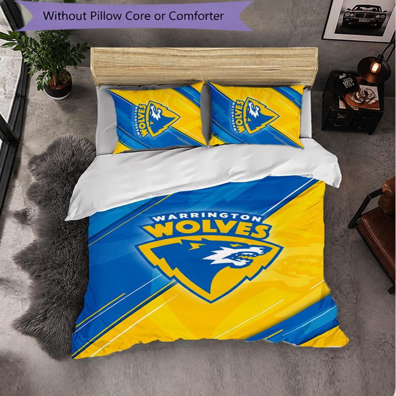 Набор постельного белья Warrington Wolves из микрофибры, 3 предмета, Декоративный комплект с пододеяльником для спальни, Домашнее использование