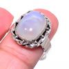 Натуральный радужный лунный камень, драгоценный камень, кольцо из стерлингового серебра 925 пробы, размер 9,5 J1A10