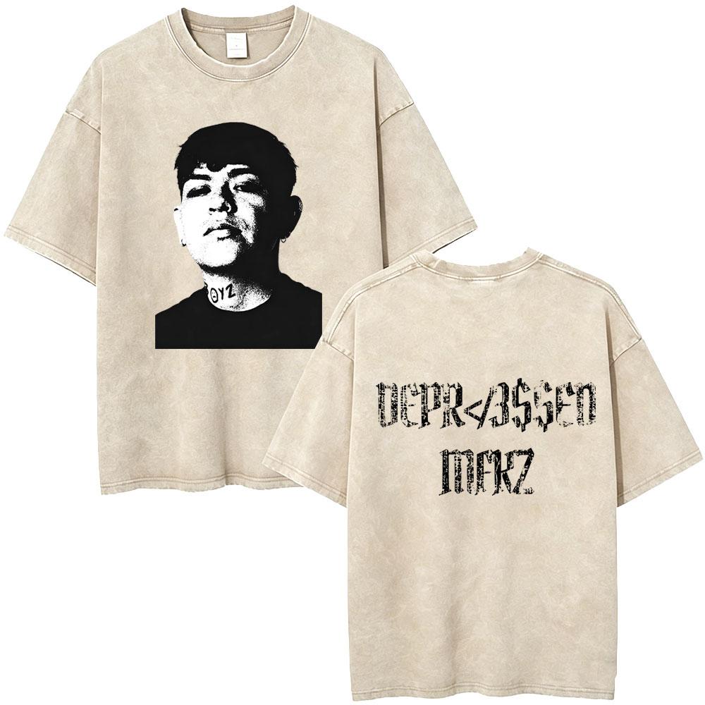 Washed Vintage Junior H Sad Boyz Depressed Mfkr Album Tshirt Men Fashion Oversized T Shirt Mens Hip Hop Ocollar Tshirts