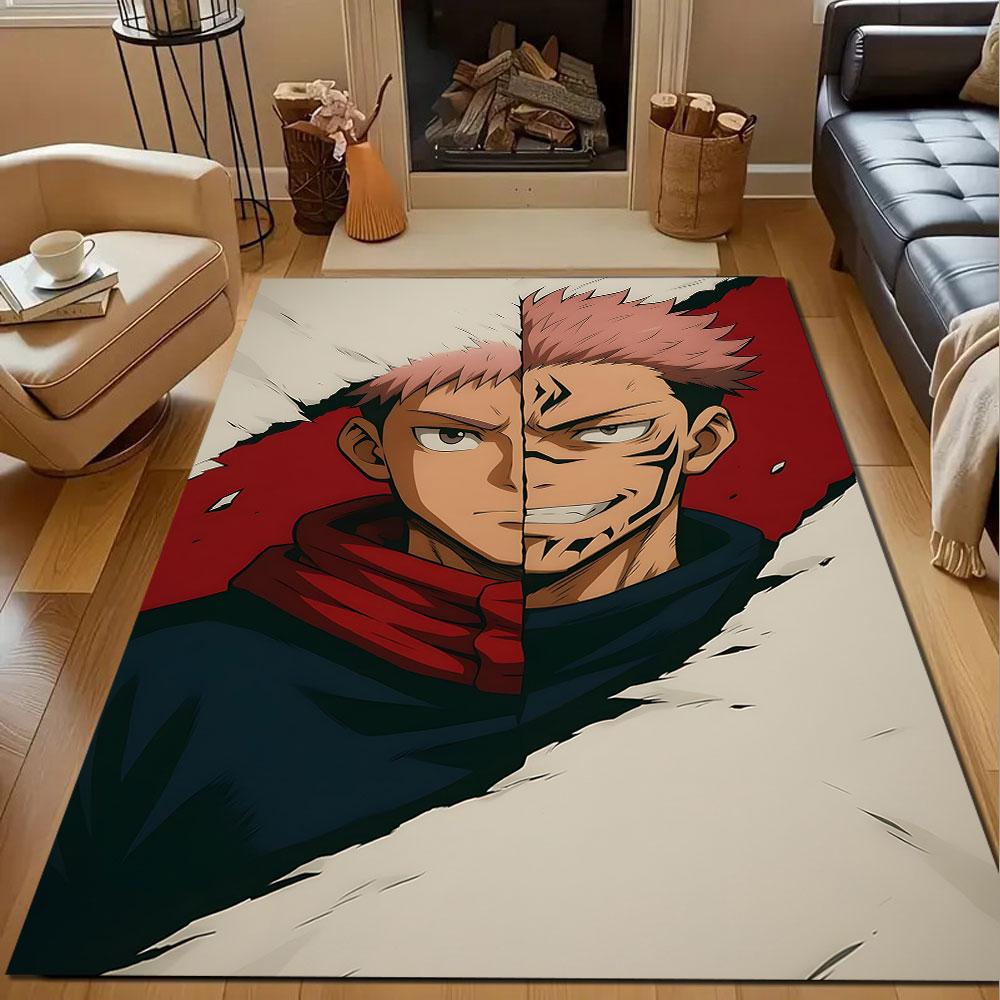 Split Persona Anime Rug Design Patterned carpet, non slip mat suitable for living room and bedroom sofas