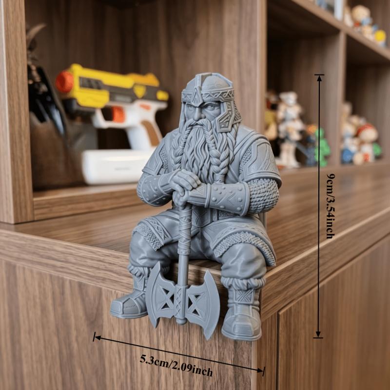 Nordic fantasy dwarf-themed sitting statue,  a aesthetic decoration suitable for gaming tables, office desks, bookshelf edges, and bedroom