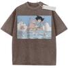 Unisex Washed Beige Vintage Tshirt Dragon Ball Goku Slowpoke Beach Highquality Fabric for Home Leisure Travel Shopping