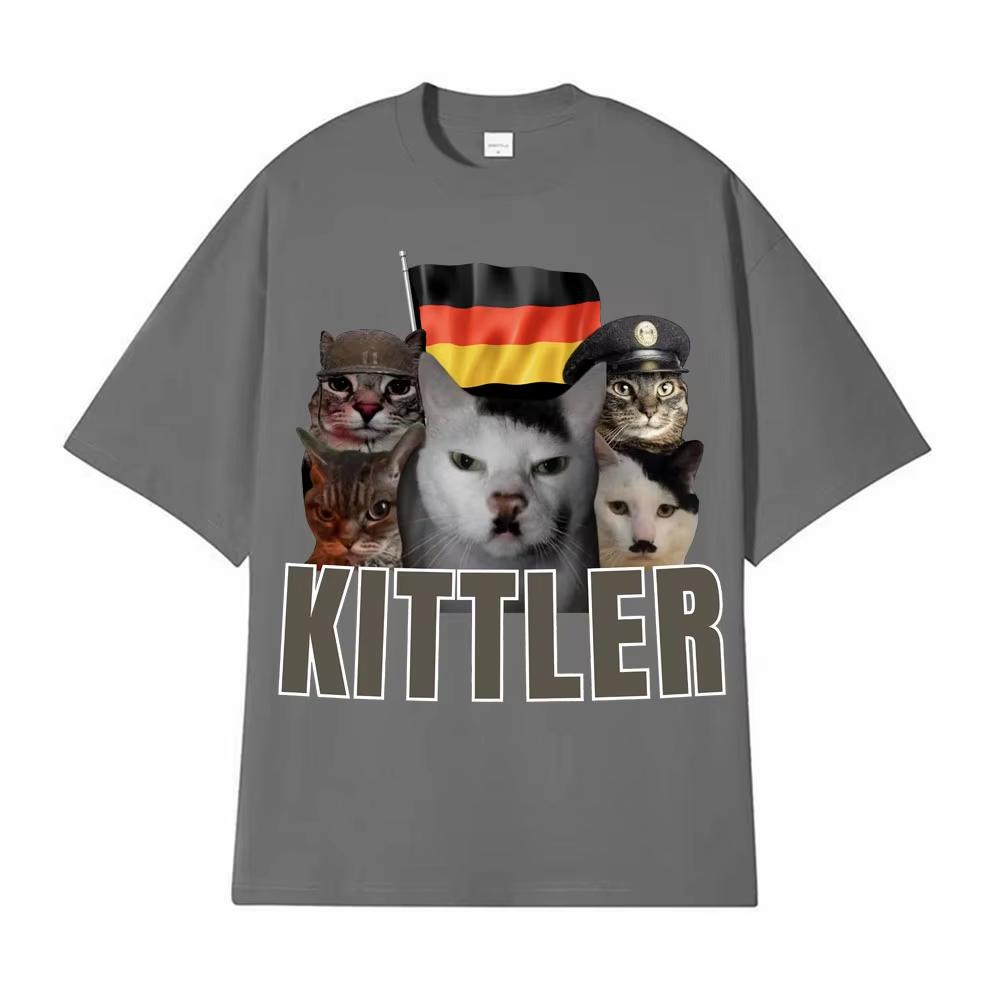 Kittler Смешной Кот Животное Мем Футболка Высокое Качество Круглый Вырез Хлопковая Футболка для Мужчин и Женщин Повседневная Мода Стиль Юмор Подарок