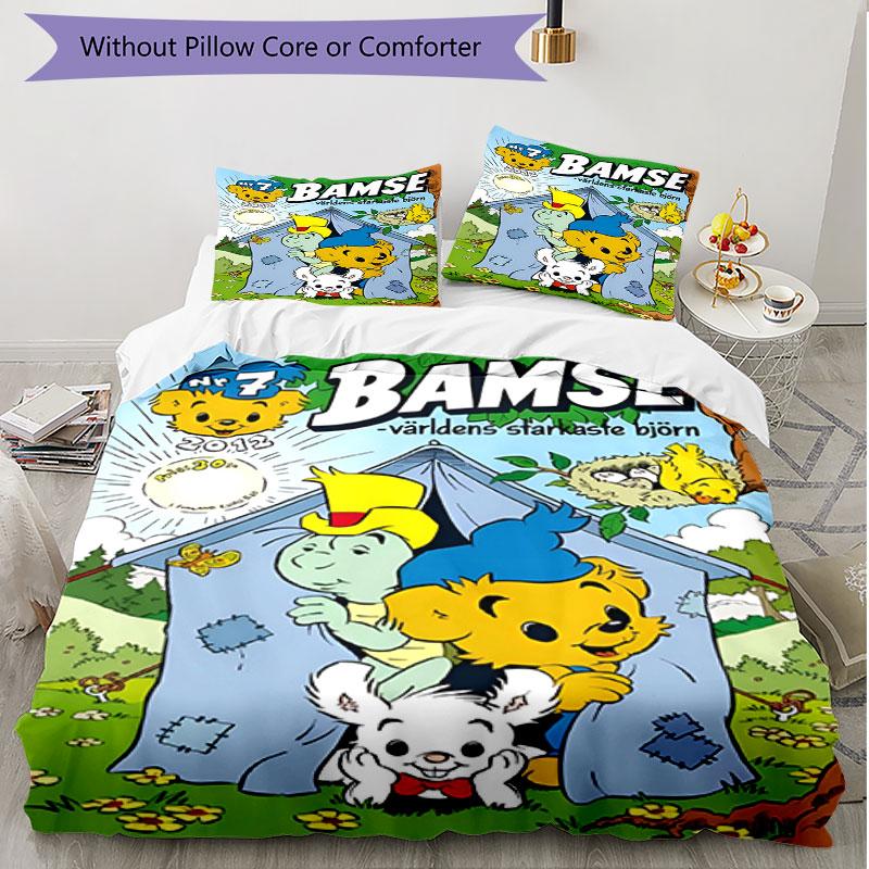 3pcs Duvet Cover Set (1*Duvet Cover + 2*Pillowcase, Without Core), Bamse Print Soft All‑Season Bedding Set, Home Bedroom Decor Gift