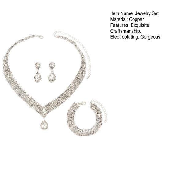 Набор женских колье из 4 предметов, глянцевый, нарядный, гипоаллергенный, со стразами, сияющий, с ярким блеском, набор ювелирных украшений, ювелирный аксессуар