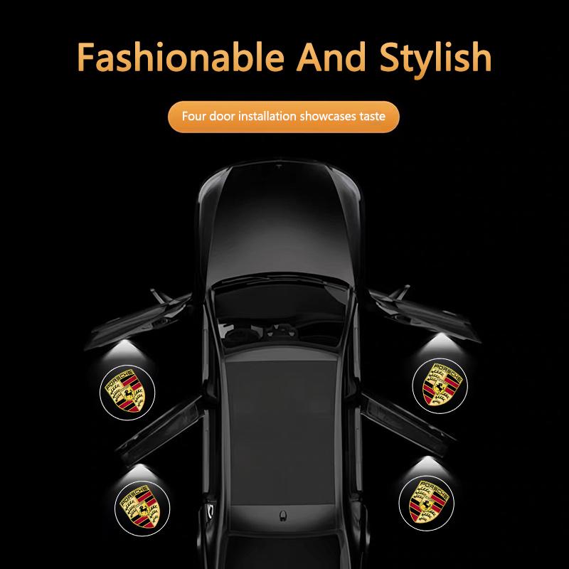 lczcr3 Fashion For Porsche Cayenne Panamera Macan 911 718 Cayman 918 Car Door Welcome Light Logo Projection Lights Auto Accessories