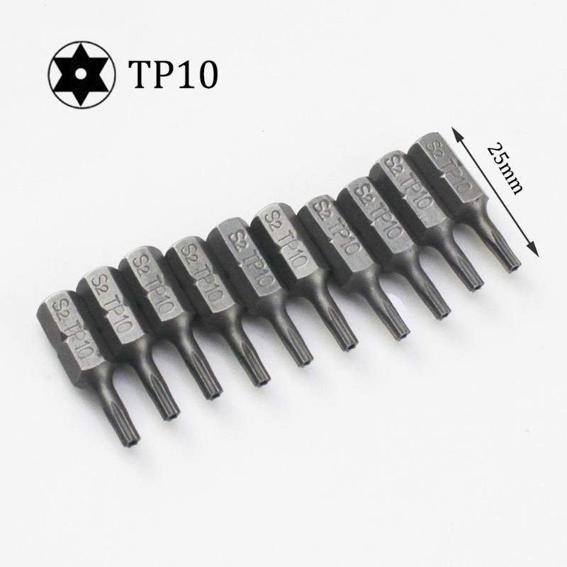 Набор из 10 бит Torx для отверток с шестигранным хвостовиком 1/4 Star T8 T10 T15 T20 T25 T30 T35 T40, биты для отверток для ручных инструментов для дома