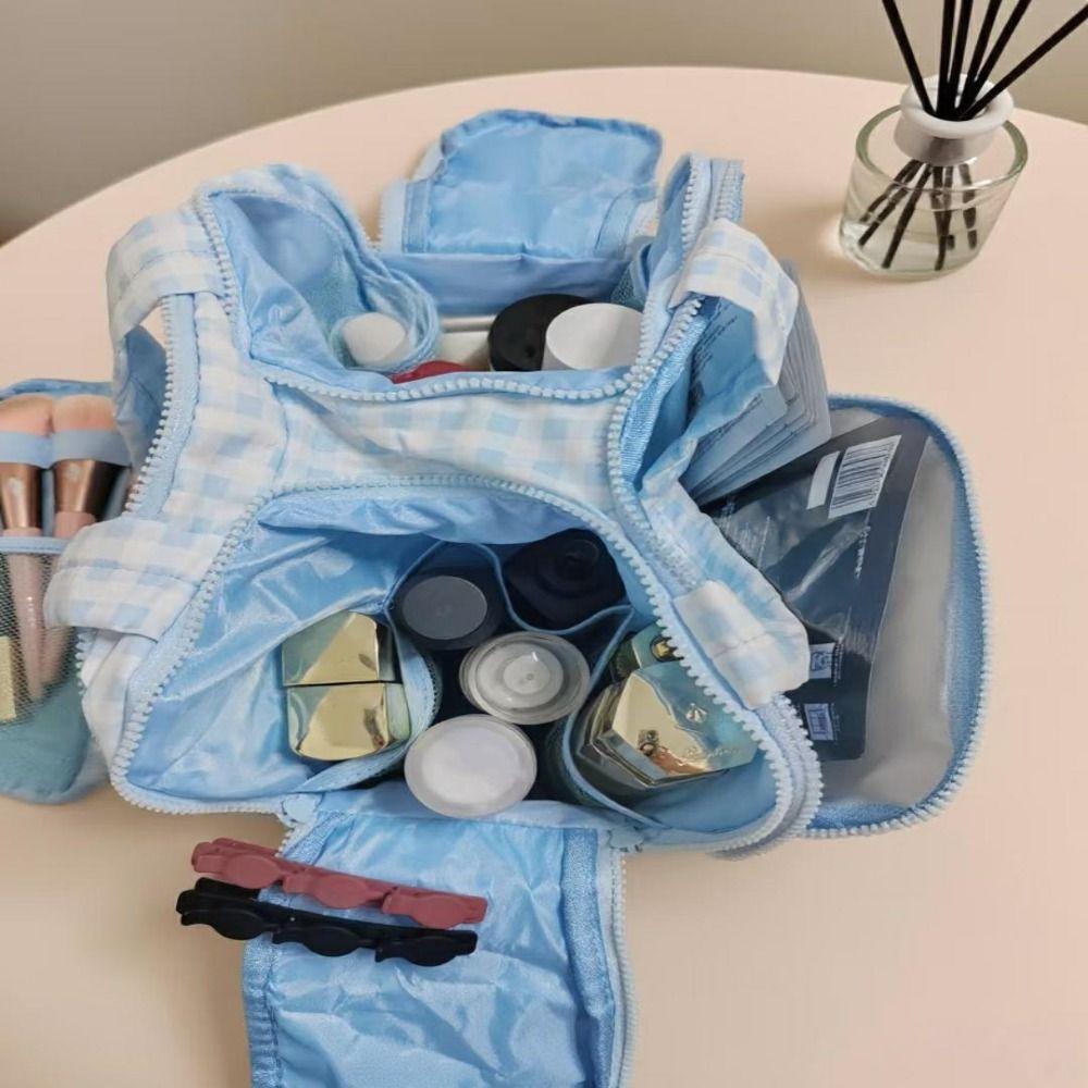 Zipper Closure Cosmetic Handbag Multipocket Design Portable Makeup Pouch Shower Organizer