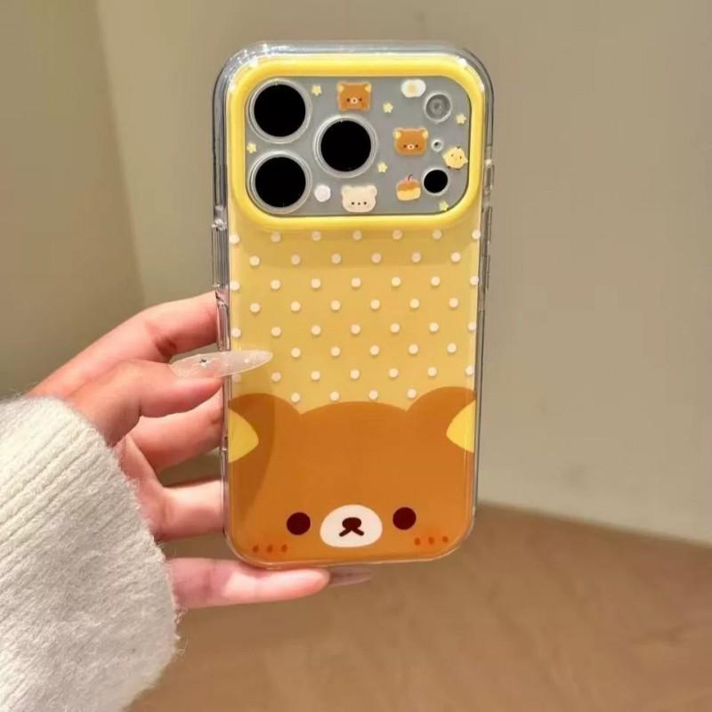 Двухслойный противоударный чехол для телефона iPhone 17 Pro Max 16 15 14 13 12 С милым дизайном мультяшного медведя Печать IMD