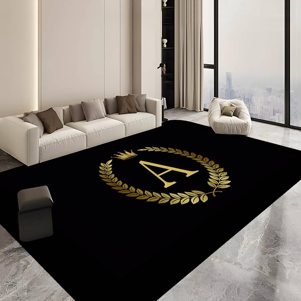 Black Golden Crown Letter Bathroom Mat Anti-slip Absorb Water Long Strip Cushion Bedroon Mat Welcome Doormat