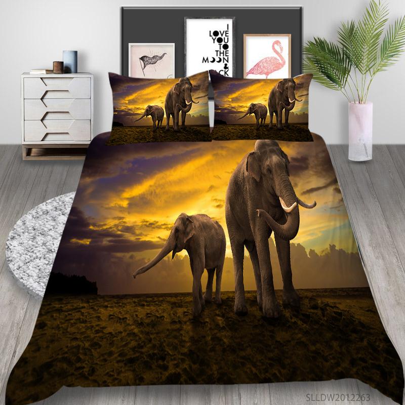 Новая мода комплект пододеяльников со слоном королевского размера, постельные принадлежности, роскошный домашний текстиль, мягкий пододеяльник с 3D принтом животных, детское постельное белье