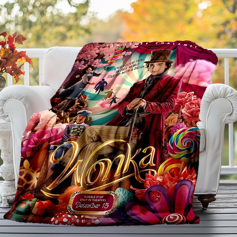 1pc Timothée Chalamet Wonka Outdoor Flannel Blanket Soft Plush Decor for Picnics, camping,Bedroom, Playroom, or Lunch Break, Perfect Gift