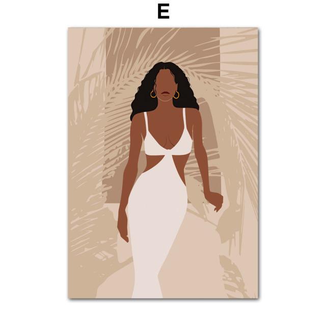 Скандинавская абстрактная мода, винтажный бохо, девушка, змея, настенная живопись, холст, живопись, постеры и принты, настенные панно для декора гостиной