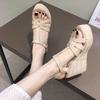 Foreign Trade Large Size Summer New Versatile Muffin Shoes Slope Heel Inner Heightened Thick Sole 11cm Sandals Casual Roman Women's Shoes