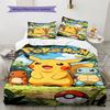 Yellow Poket Monster Pattern Bedding Set Quilt Cover Pillowcase Home Decor Gift (1 * duvet cover + 2 * pillowcase, without core)