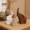 Elephant Sculptures for Home Decor 3Pcs/Set Family Statues, Cute Parents Kid Ornament, Modern Good Ornaments Luck Living Room Office Table Bookshelf