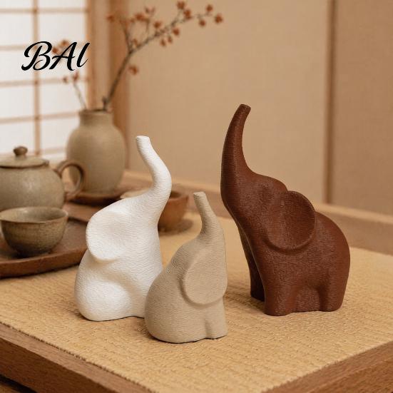 Elephant Sculptures for Home Decor 3Pcs/Set Family Statues, Cute Parents Kid Ornament, Modern Good Ornaments Luck Living Room Office Table Bookshelf