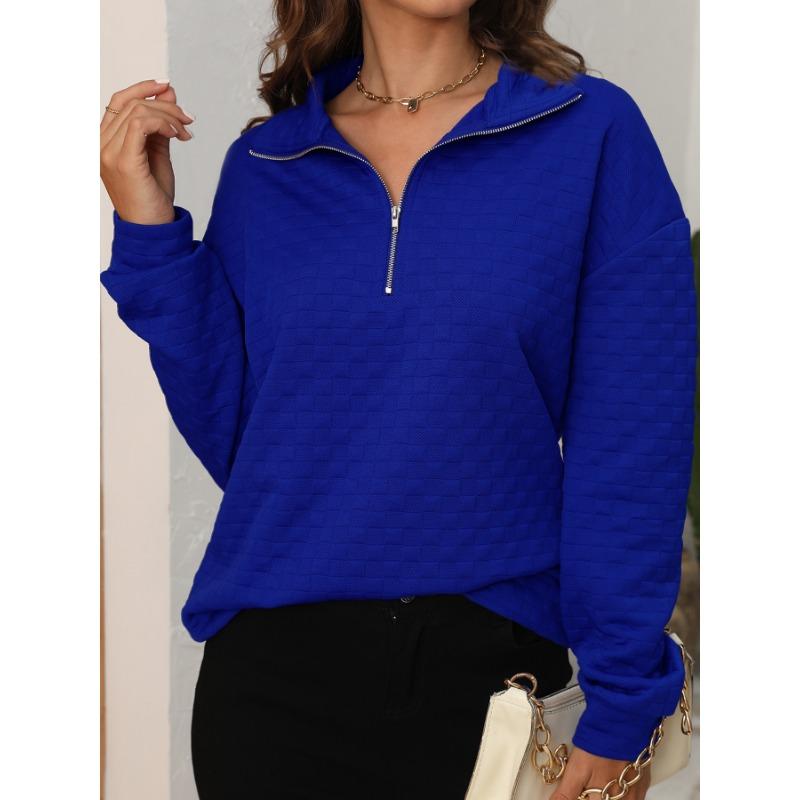 Women's Fashion Casual Fall Winter Solid Color Print Long Sleeve V-Neck Pullovers & Long Sleeves