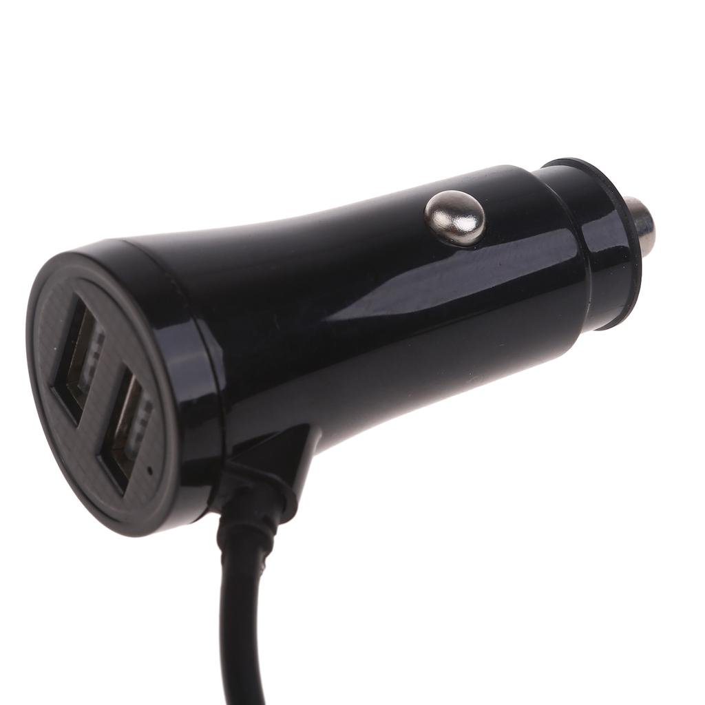 Автомобильное зарядное устройство с двумя портами USB и зарядным кабелем DC5.5x2.1mm, вход DC12V-35V для телефонов, планшетов и видеорегистраторов