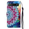 For Google Pixel 7a PU Leather Flip Phone Case Stand Pattern Printing Wallet Cover with Strap