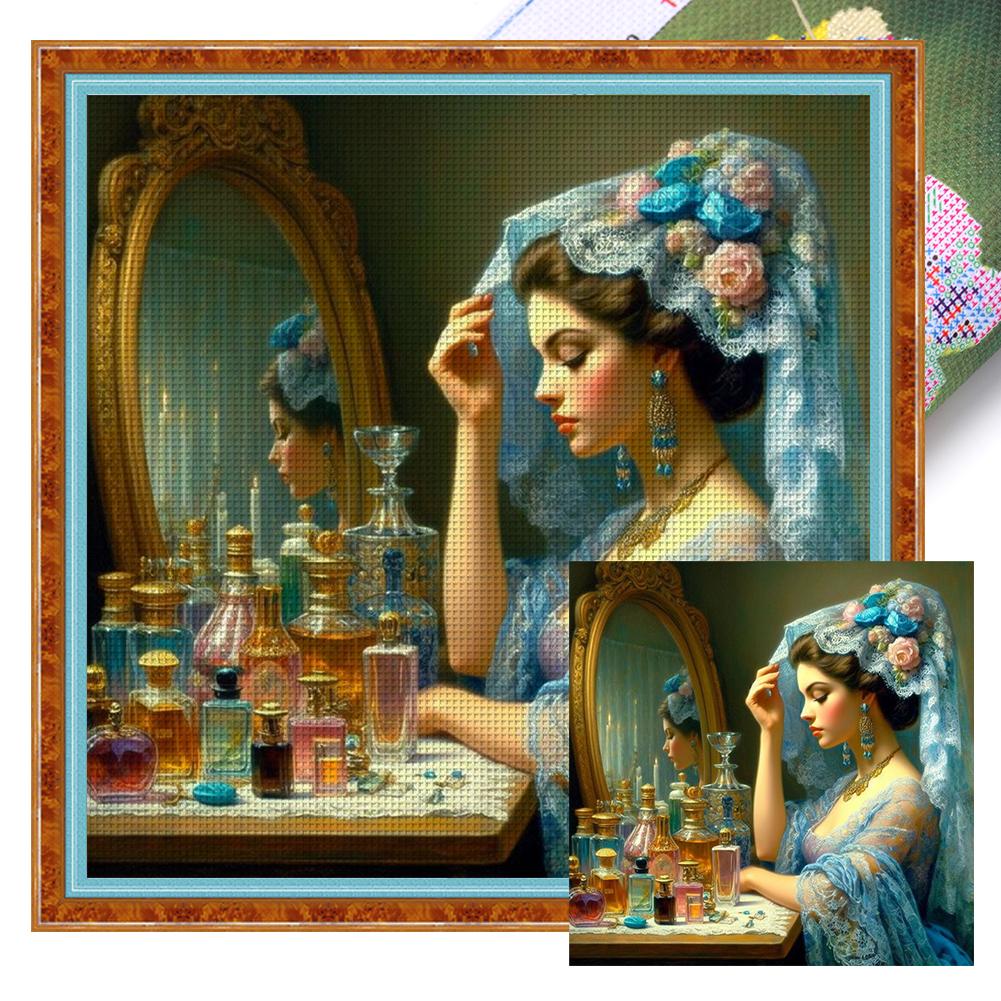 Полная вышивка эко-хлопковой нитью 11CT с принтом для девочек, набор для вышивки крестом, искусство