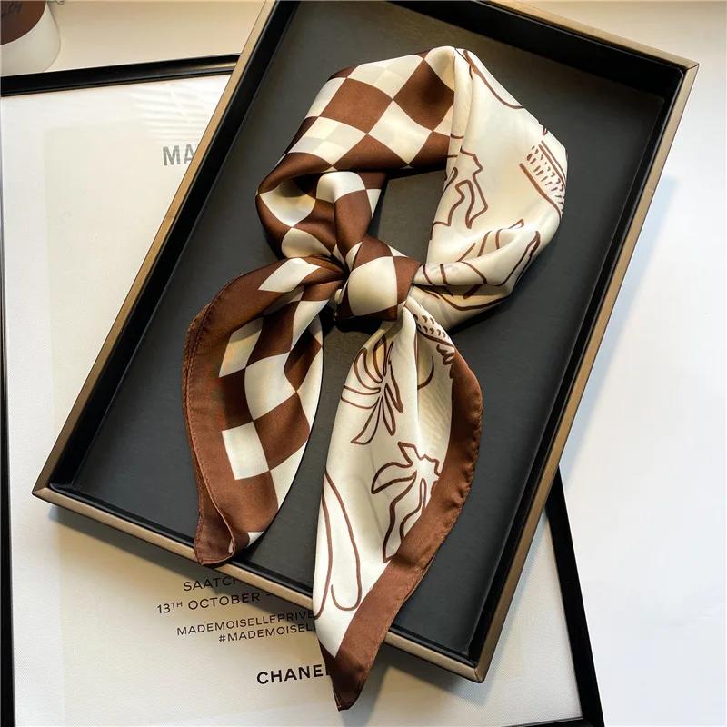 70*70cm Silk Scarf Scarftop Headwraps For Woman Fashion Four Seasons Hair Accessories Hijab Foulard Bandana Femme Headscarf