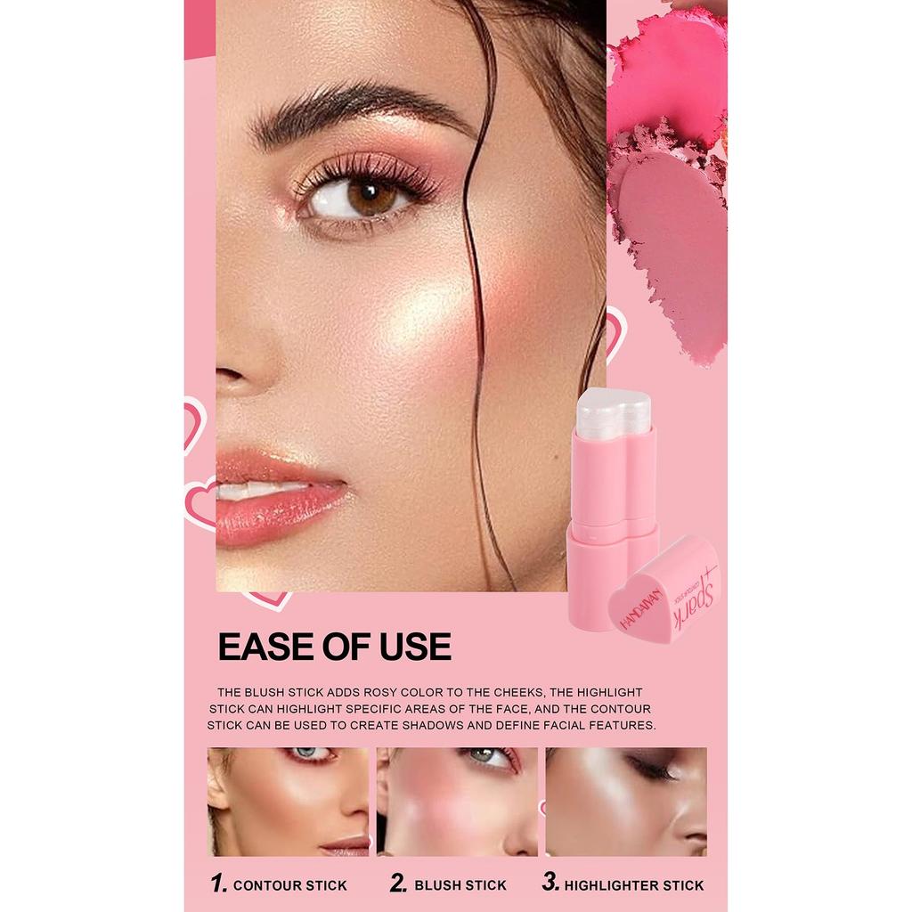 HANDAIYAN Матовые блестящие румяна, тени для щек, румяна, хайлайтер, румяна, водостойкий бронзатор, ручка для контурного макияжа