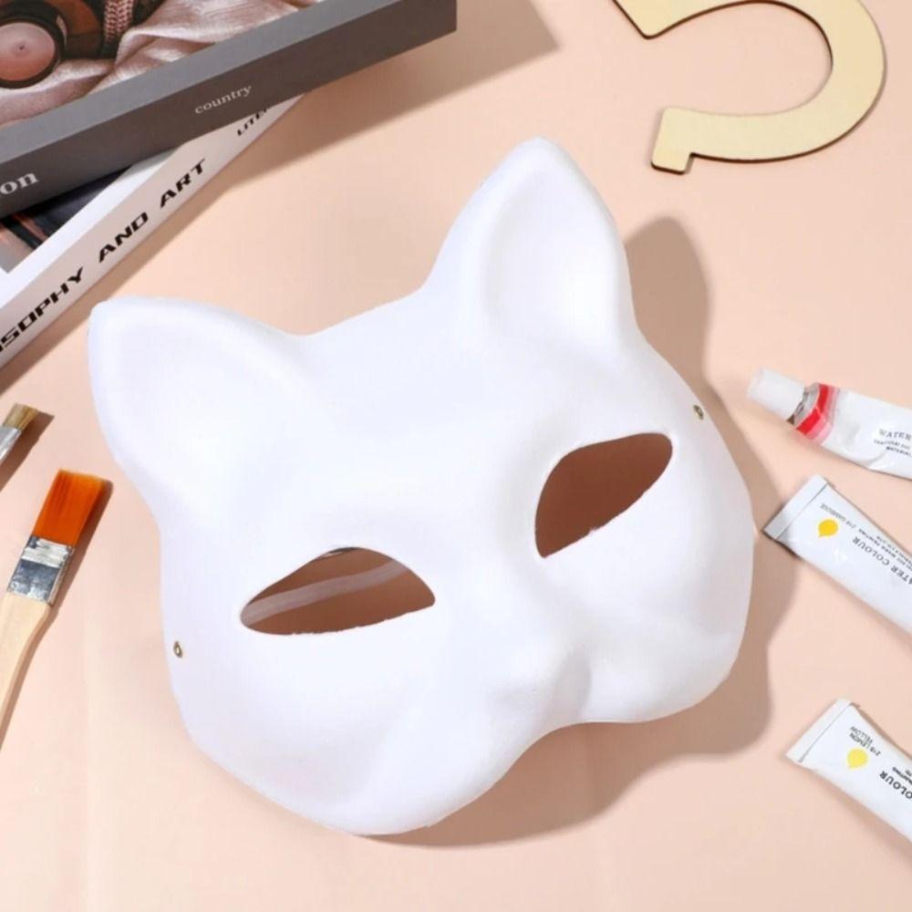 White Masquerade Mask Handmade Half Face Mask Japanese Cosplay Blank Mask  Festival